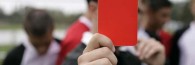 Referee showing the red card